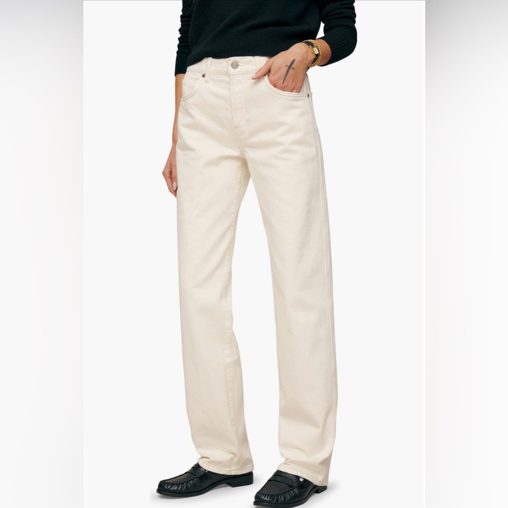 Reformation Cream Straight Leg Jeans
